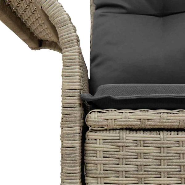 2-Sitzer Garten-Sofa mit Kissen Hellgrau Poly Rattan