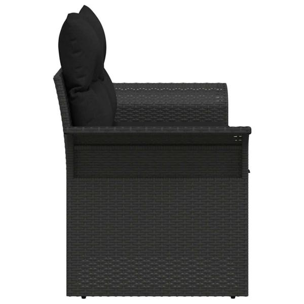 2-Sitzer Gartensofa mit Kissen Schwarz Poly Rattan