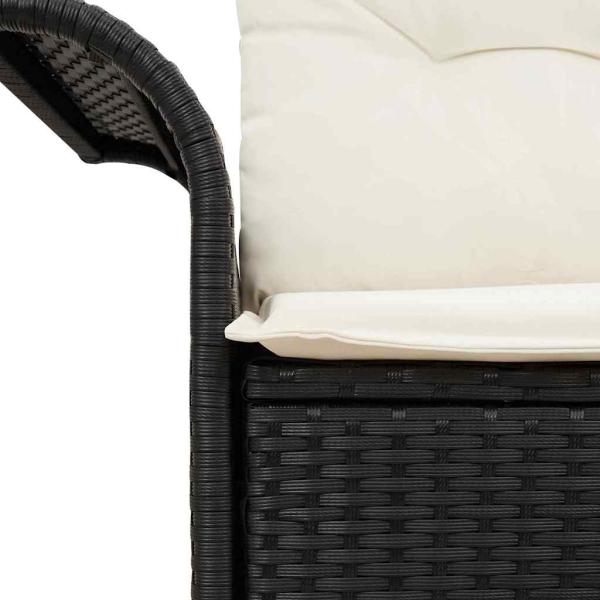 2-Sitzer Gartenbank mit Stauraum und Kissen Schwarz Poly Rattan