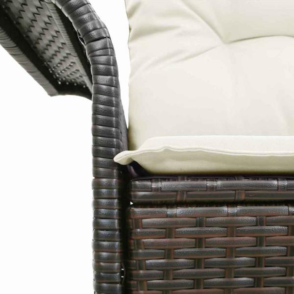 2-Sitzer Garten Sofa mit Stauraum und Kissen Braun Poly-Rattan