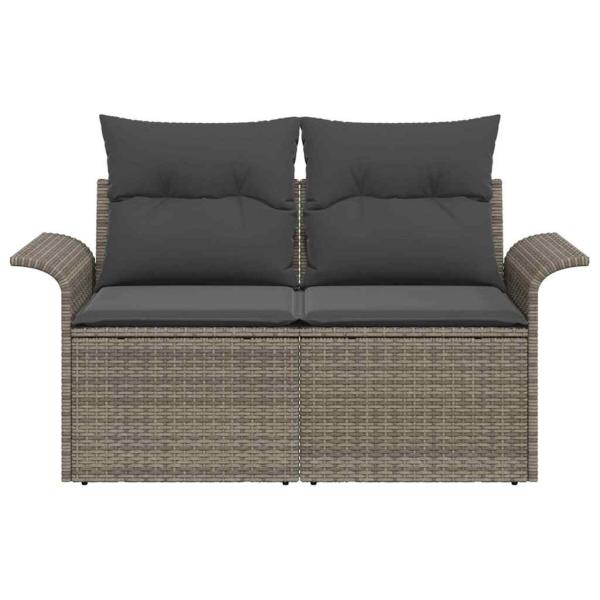 2-Sitzer Gartensofa mit Stauraum und Kissen Grau Poly Rattan