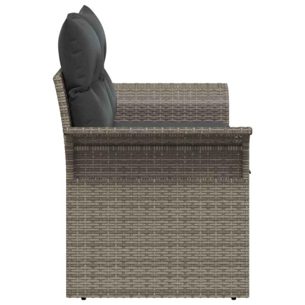 2-Sitzer Gartensofa mit Stauraum und Kissen Grau Poly Rattan