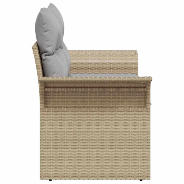 2-Sitzer Garten-Sofa mit Stauraum & Kissen Beige Poly Rattan