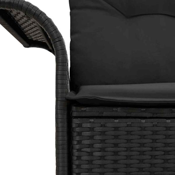 2-Sitzer Garten Sofa mit Stauraum & Kissen Schwarz Poly Rattan