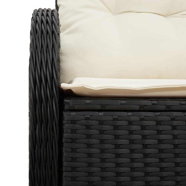 2-Sitzer Gartensofa mit Stauraum und Kissen Schwarz Poly Rattan