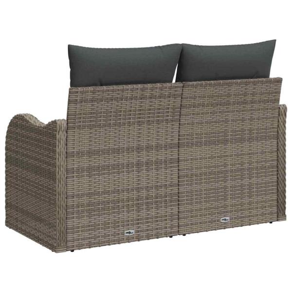 ARDEBO.de - 2-Sitzer Gartensofa mit Stauraum und Kissen Grau Poly Rattan