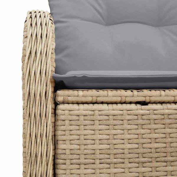 2-Sitzer Garten-Sofa mit Stauraum und Kissen Beige Poly Rattan