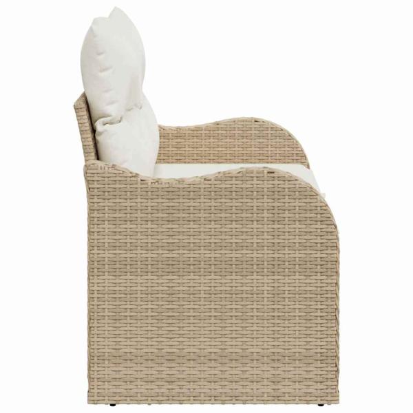 2-Sitzer Garten-Sofa mit Stauraum und Kissen Beige Poly Rattan