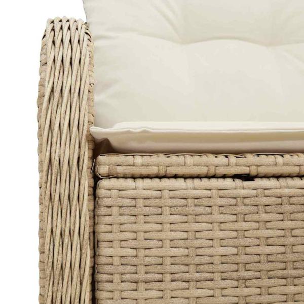 2-Sitzer Garten-Sofa mit Stauraum und Kissen Beige Poly Rattan