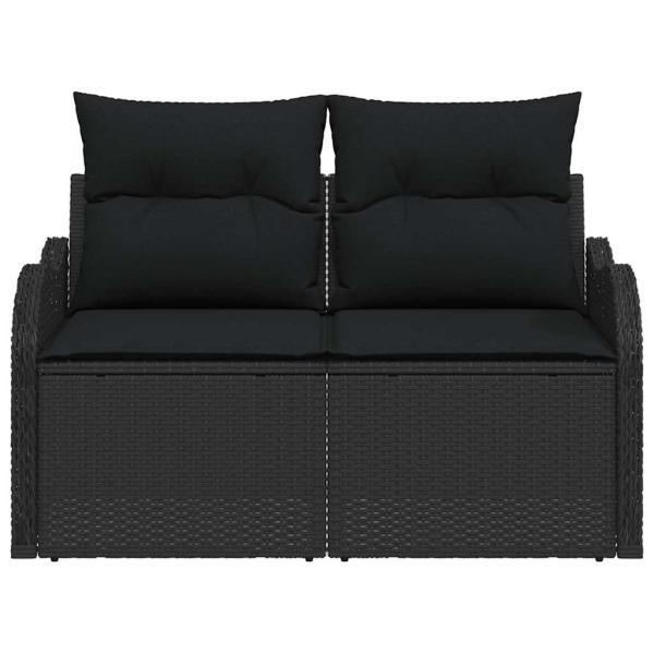 2-Sitzer Garten-Sofa mit Stauraum und Kissen Schwarz Poly-Rattan