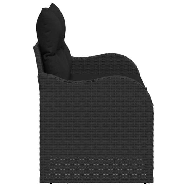 2-Sitzer Garten-Sofa mit Stauraum und Kissen Schwarz Poly-Rattan