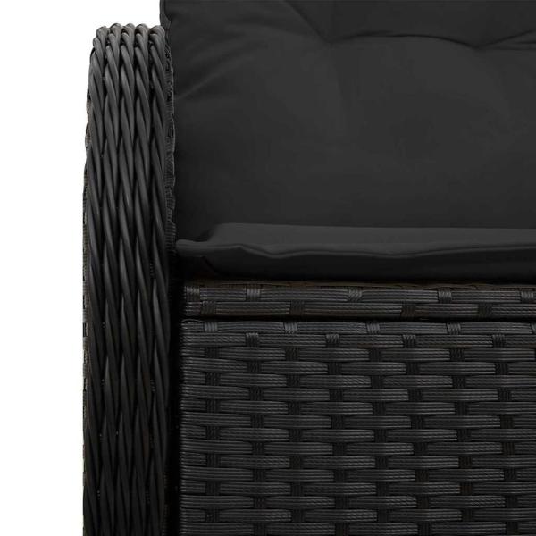 2-Sitzer Garten-Sofa mit Stauraum und Kissen Schwarz Poly-Rattan