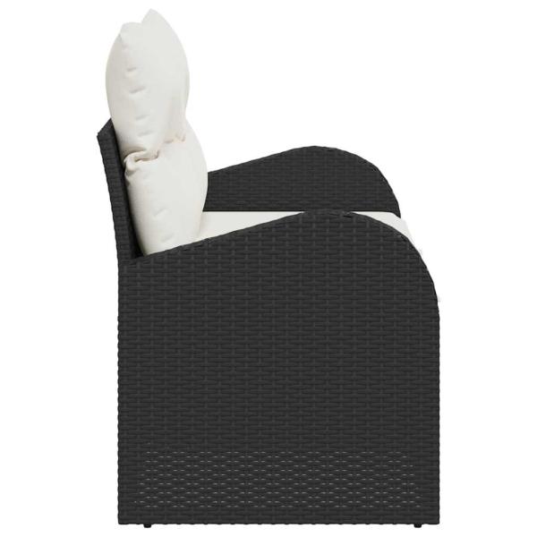 2-Sitzer Garten Sofa mit Kissen Schwarz Poly Rattan