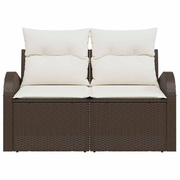 2-Sitzer Garten-Sofa mit Kissen Braun Poly Rattan