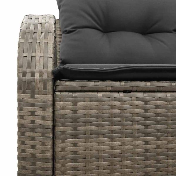 2-Sitzer Garten-Sofa mit Kissen Grau Poly-Rattan