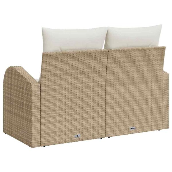 2-Sitzer Gartensofa mit Kissen Beige Poly Rattan