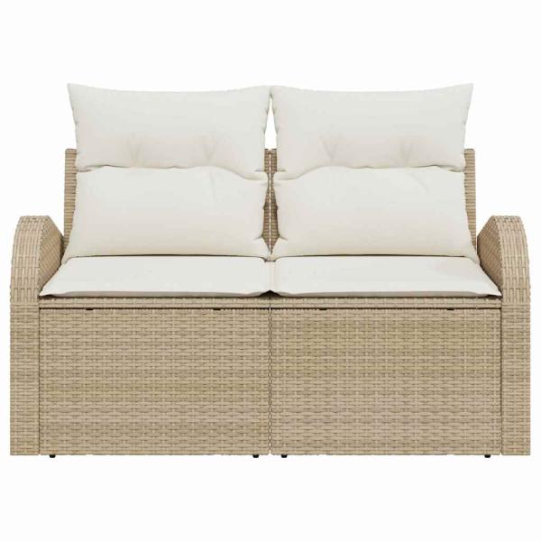 2-Sitzer Gartensofa mit Kissen Beige Poly Rattan