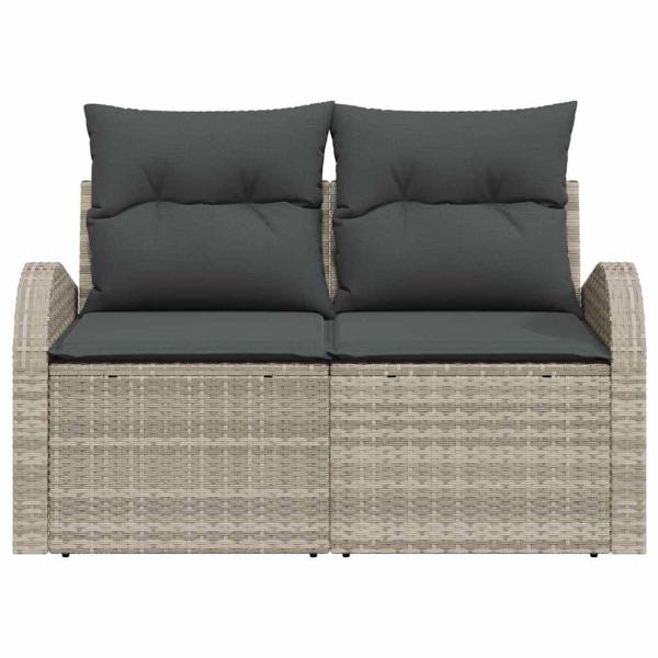 2-Sitzer Gartensofa mit Kissen Hellgrau Poly Rattan