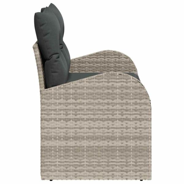 2-Sitzer Gartensofa mit Kissen Hellgrau Poly Rattan