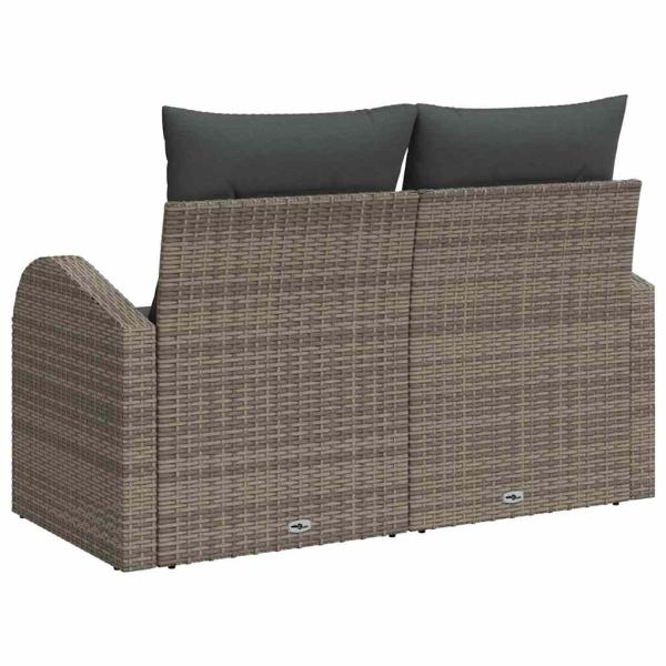 2-Sitzer Garten-Sofa mit Stauraum und Kissen Grau Poly Rattan