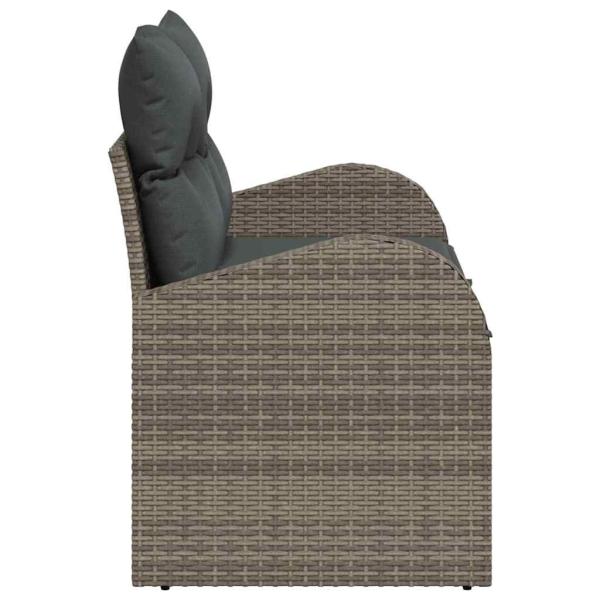 2-Sitzer Garten-Sofa mit Stauraum und Kissen Grau Poly Rattan