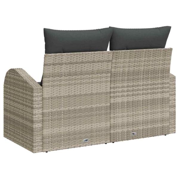 2-Sitzer Garten-Sofa mit Stauraum & Kissen Hellgrau Poly Rattan