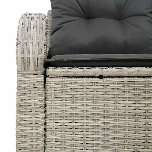 2-Sitzer Garten-Sofa mit Stauraum & Kissen Hellgrau Poly Rattan