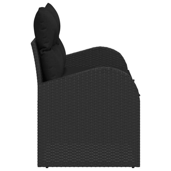 2-Sitzer Garten Sofa mit Stauraum und Kissen Schwarz Poly Rattan