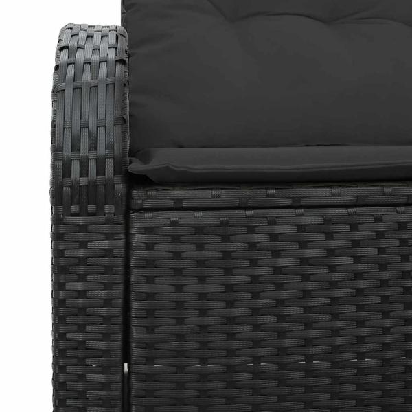 2-Sitzer Garten Sofa mit Stauraum und Kissen Schwarz Poly Rattan