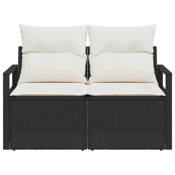 2-Sitzer Garten-Sofa mit Kissen Schwarz Poly-Rattan