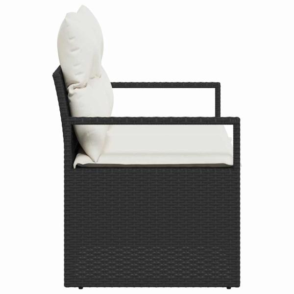 2-Sitzer Garten-Sofa mit Kissen Schwarz Poly-Rattan