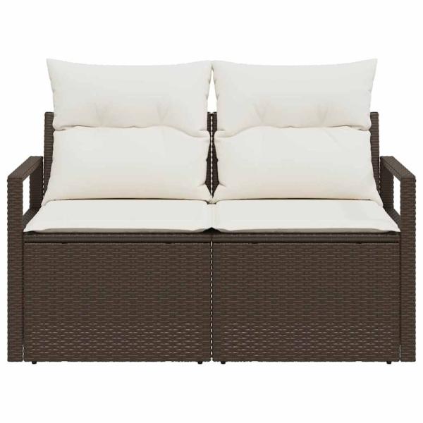 2-Sitzer Gartensofa mit Kissen Braun Poly Rattan