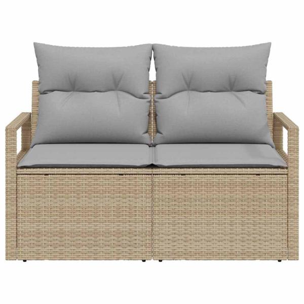 2-Sitzer Garten Sofa mit Stauraum & Kissen Beige Poly Rattan