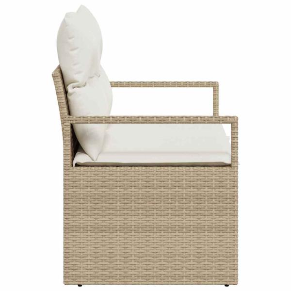 2-Sitzer Garten-Sofa mit Stauraum und Kissen Beige Poly Rattan