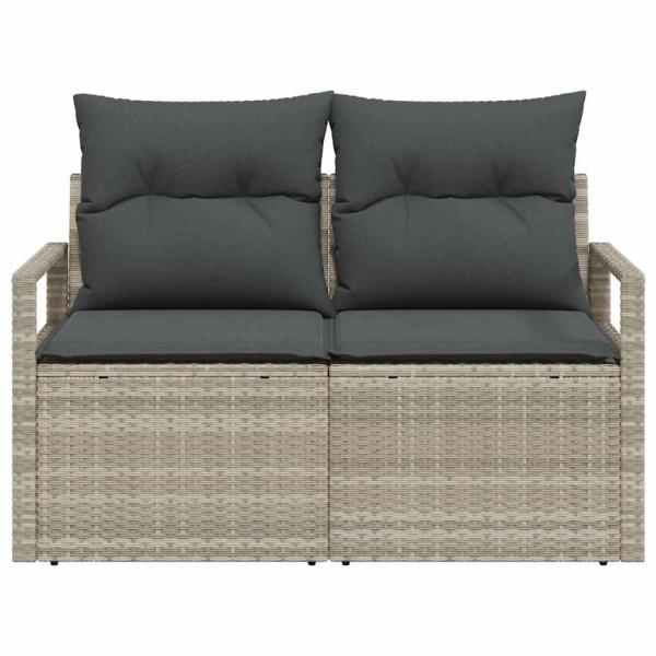 2-Sitzer Garten Sofa mit Stauraum und Kissen Grau Poly Rattan