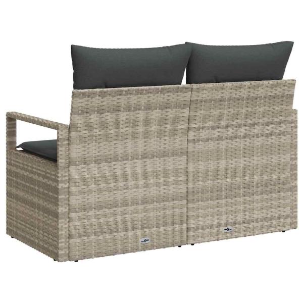 2-Sitzer Garten Sofa mit Stauraum und Kissen Grau Poly Rattan