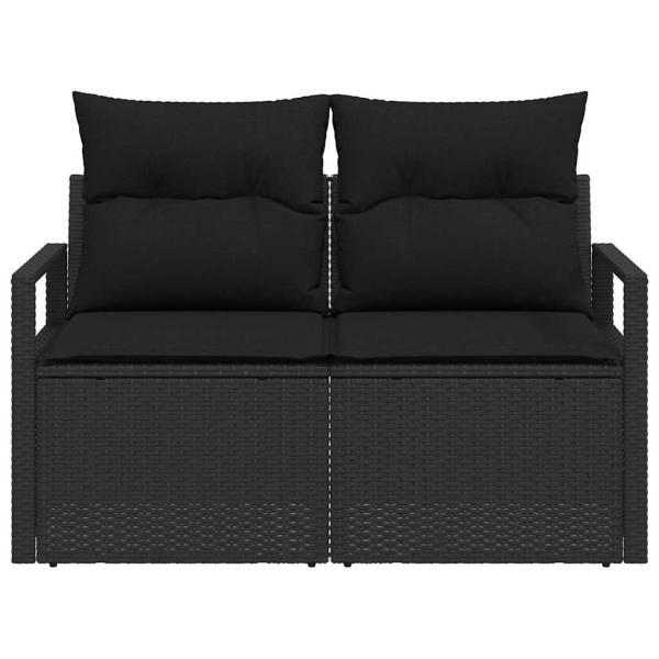2-Sitzer Gartensofa mit Stauraum und Kissen Schwarz Poly Rattan