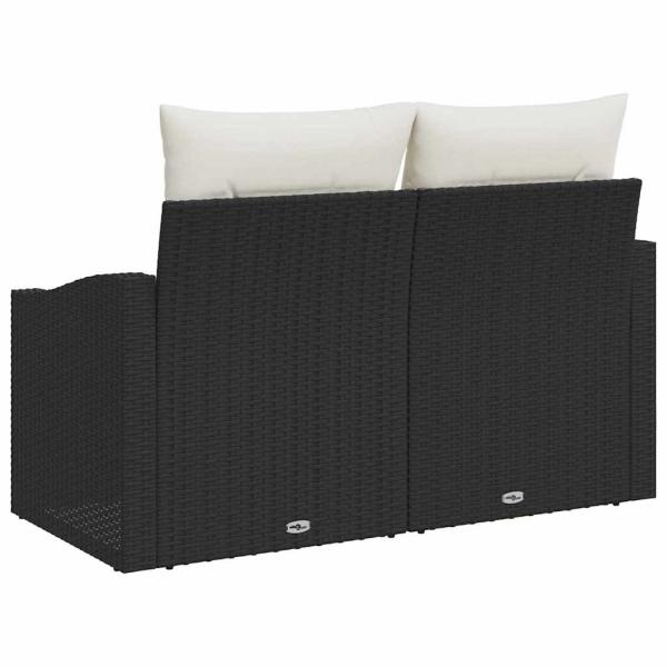 2-Sitzer Garten Sofa mit Kissen Schwarz Poly Rattan