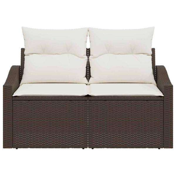 2-Sitzer Garten Sofa mit Kissen Braun Poly Rattan
