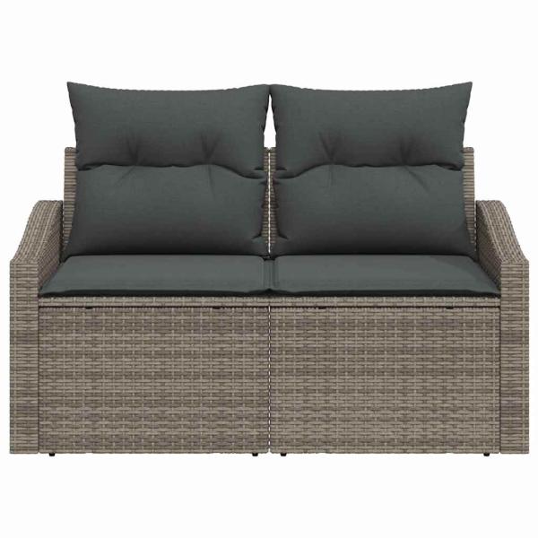 2-Sitzer Garten-Sofa mit Kissen Grau Poly Rattan