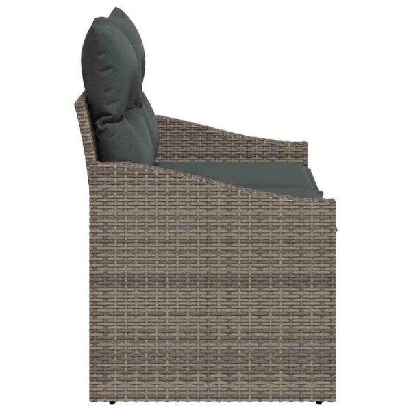 2-Sitzer Garten-Sofa mit Kissen Grau Poly Rattan