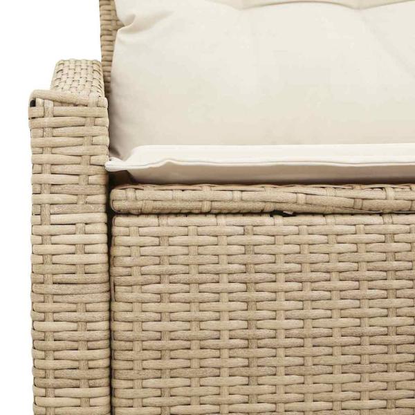 2-Sitzer Gartensofa mit Kissen Beige Poly Rattan