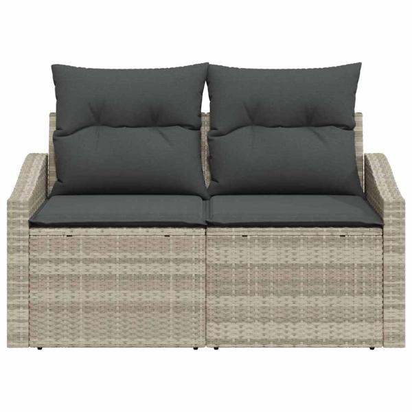 ARDEBO.de - 2-Sitzer Garten-Sofa mit Kissen Grau Poly Rattan