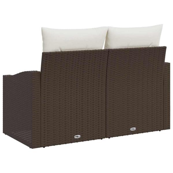 2-Sitzer Gartenbank mit Stauraum & Kissen Braun Poly Rattan