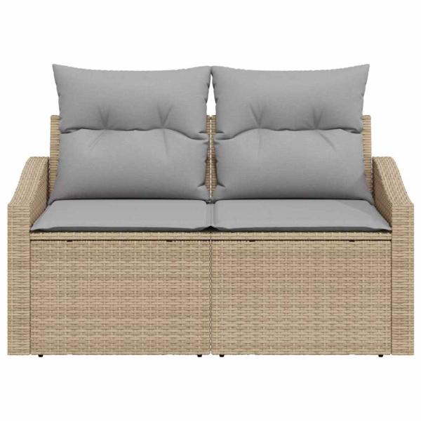 2-Sitzer Garten Sofa mit Stauraum und Kissen Beige Poly-Rattan