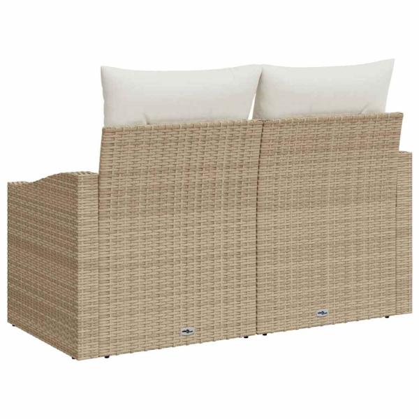 2-Sitzer Garten-Sofa mit Stauraum & Kissen Beige Poly Rattan