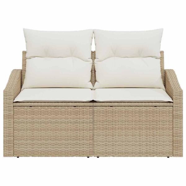 2-Sitzer Garten-Sofa mit Stauraum & Kissen Beige Poly Rattan