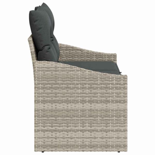 2-Sitzersofa für den Garten mit Stauraum und Kissen Grau Poly-Rattan