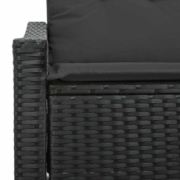 2-Sitzer Gartensofa mit Stauraum & Kissen Schwarz Poly Rattan