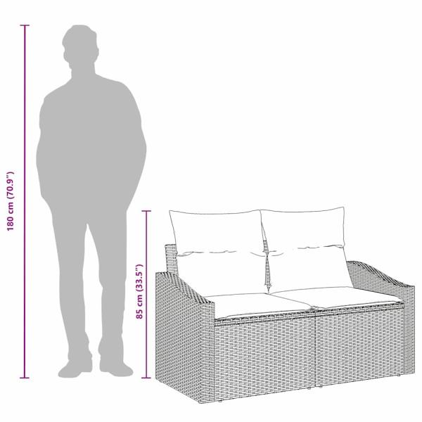 2-Sitzer Gartensofa mit Stauraum & Kissen Schwarz Poly Rattan